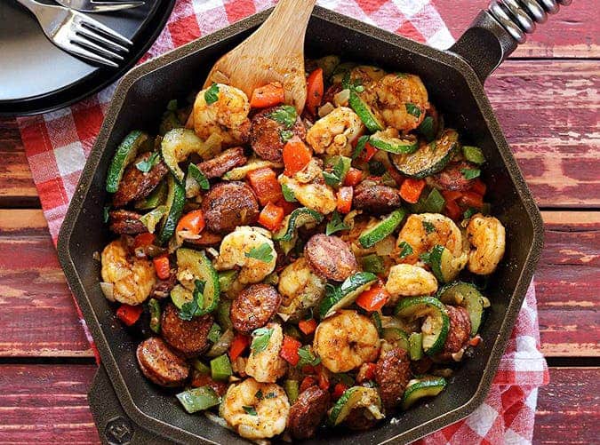 Shrimp & Sausage Paleo Skillet Meal